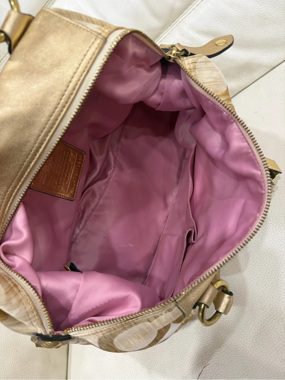 Coach Vintage Y2K Ashley Madison Metallic Gold Tan Satchel Purse Bag